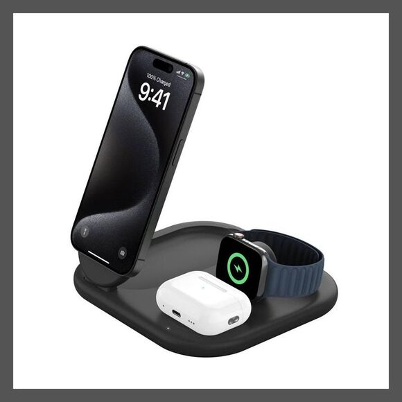 Open Box - Belkin - Qi2 15W 3-in-1 Mid Tier Wireless Stand - Bl Black - Picture 5 of 9